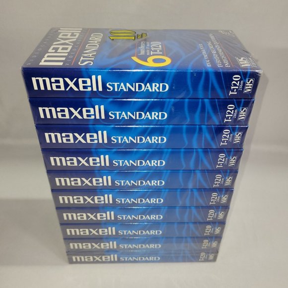 Maxell Vintage 10 Pack VHS Video Tapes Standard Grade T-120 SEALED - Picture 1 of 1